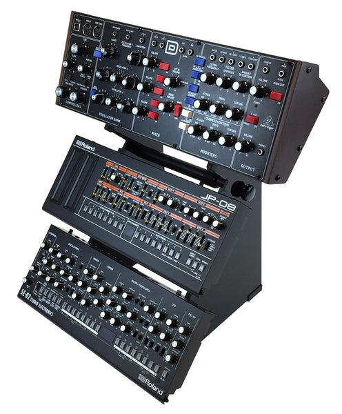 Roland Boutique stand that also holds Euro desktop synth (KVgear Boo-3)
